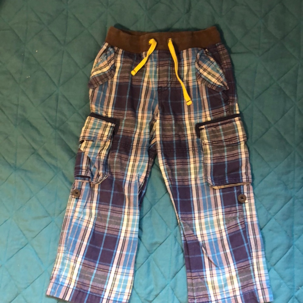 Boys mini Boden Plaid Cargo Pants Sz 5